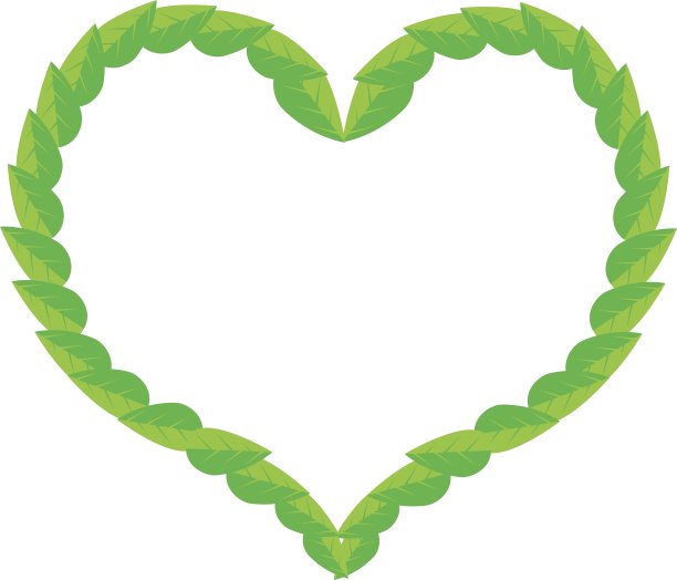 新鲜的绿叶，美丽的心形图片下载