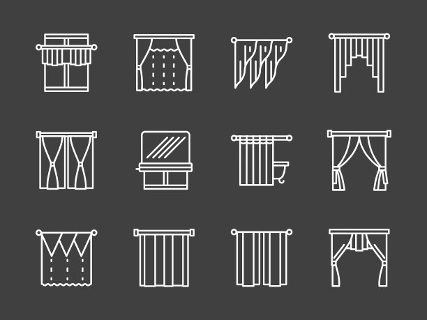 纺织品百叶窗简单的白线图标图片下载