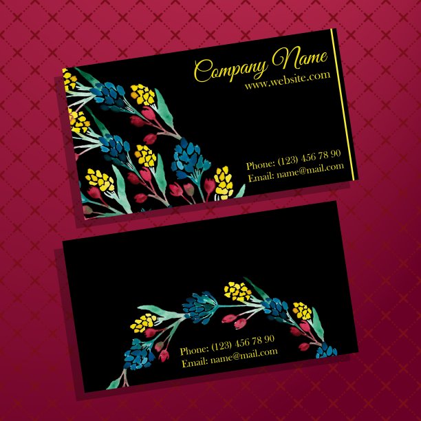 优雅的名片上有一束鲜花图片下载