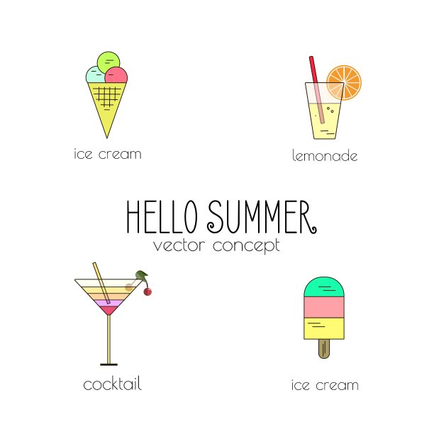 一组明亮的卡片，上面有柠檬水冰图片下载