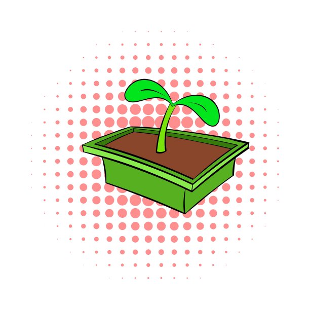 幼苗在盒子图标漫画风格图片下载