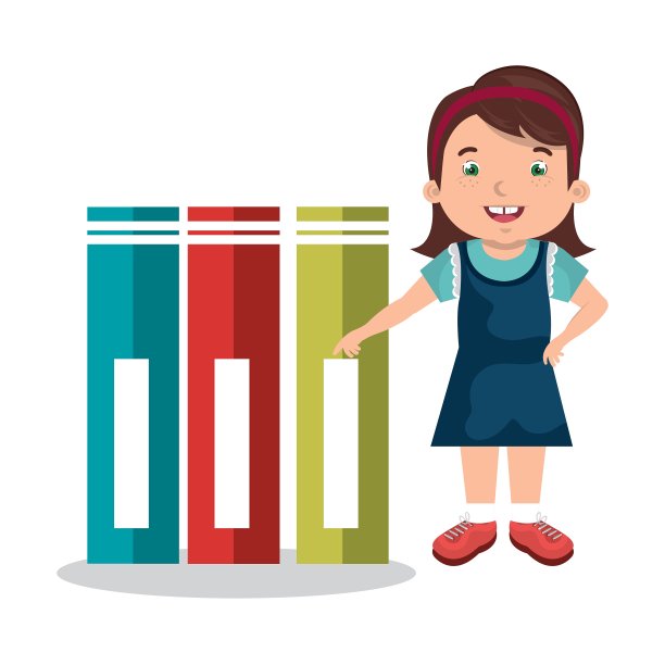 学习孤立图标设计的女孩图片下载