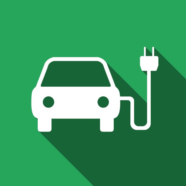 电动汽车标志图标与长影子图片下载