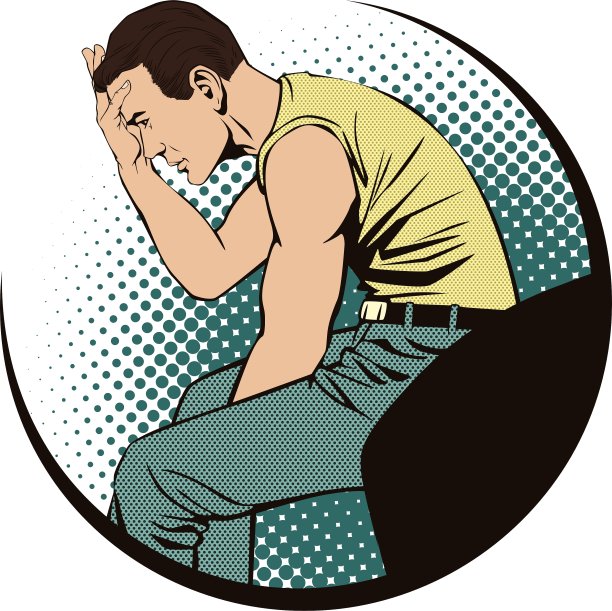 人们复古风格心烦意乱的人抓着自己的头图片下载