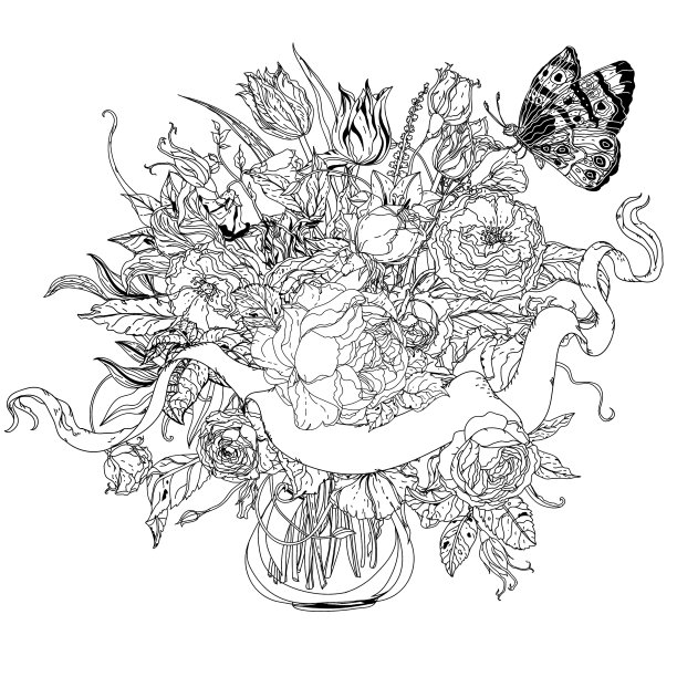 手绘纹章的圆形装饰黑色和白色图片下载