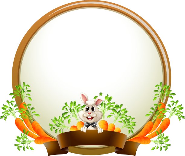 一个带兔子的圆形空模板图片下载