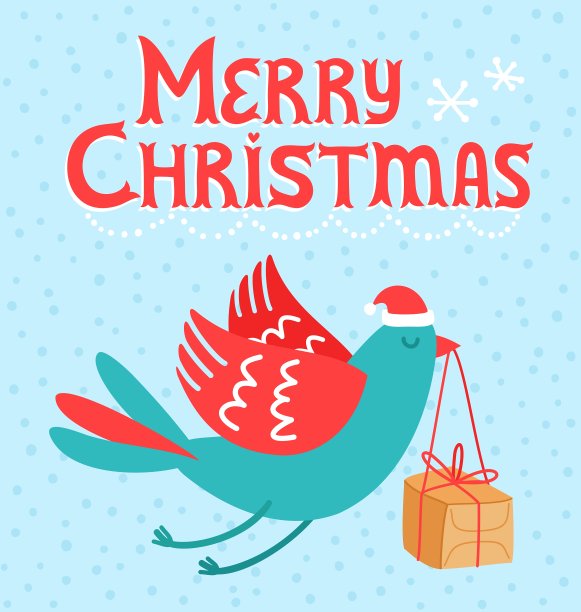 圣诞快乐鸟图片下载