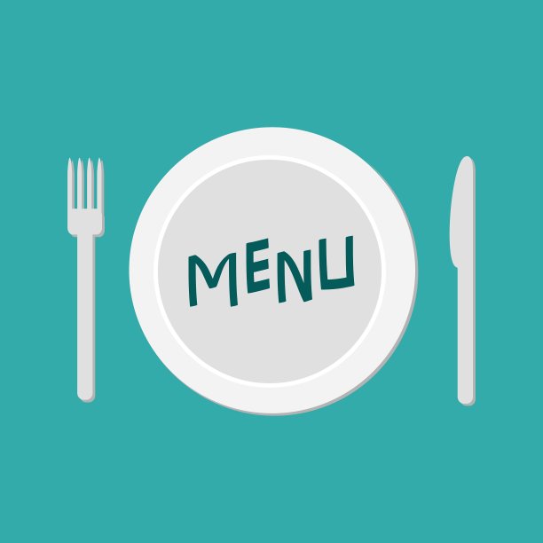 餐盘用叉、刀和厨师帽餐厅图片下载