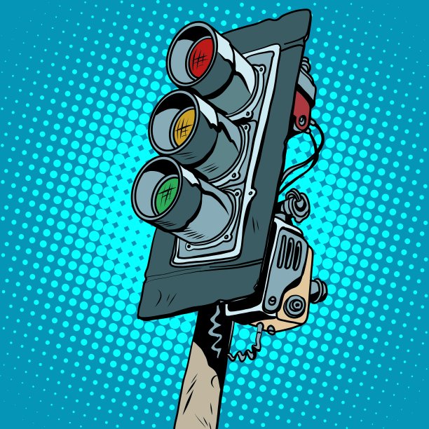 复古经典的三色交通灯图片下载