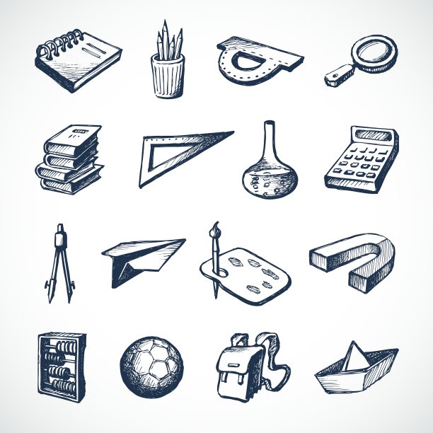 学校素描图标图片下载