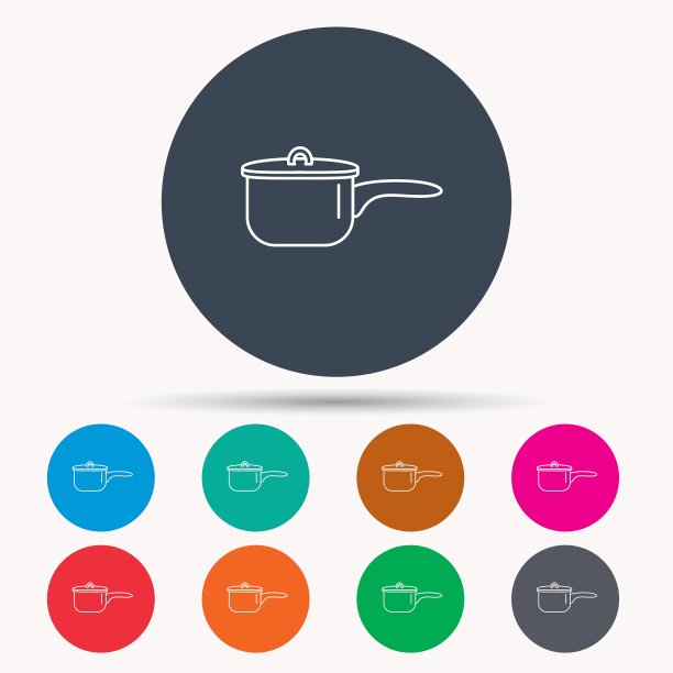 炖锅图标烹饪锅或平底锅标志图片下载