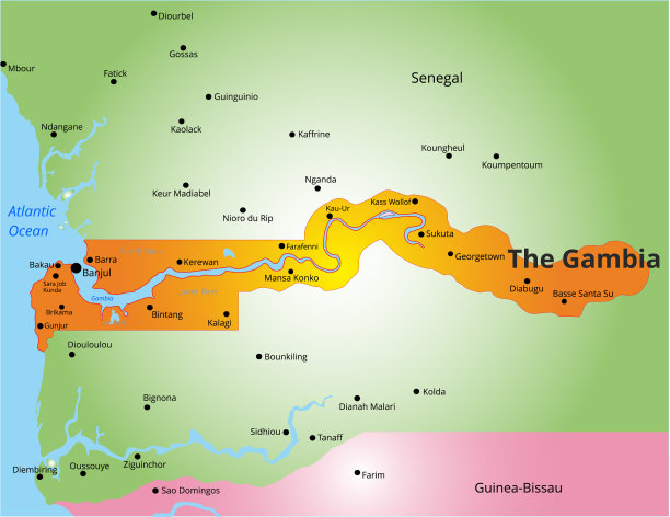 冈比亚彩色地图图片下载