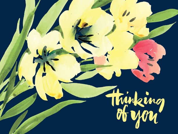 水彩贺卡花图片下载