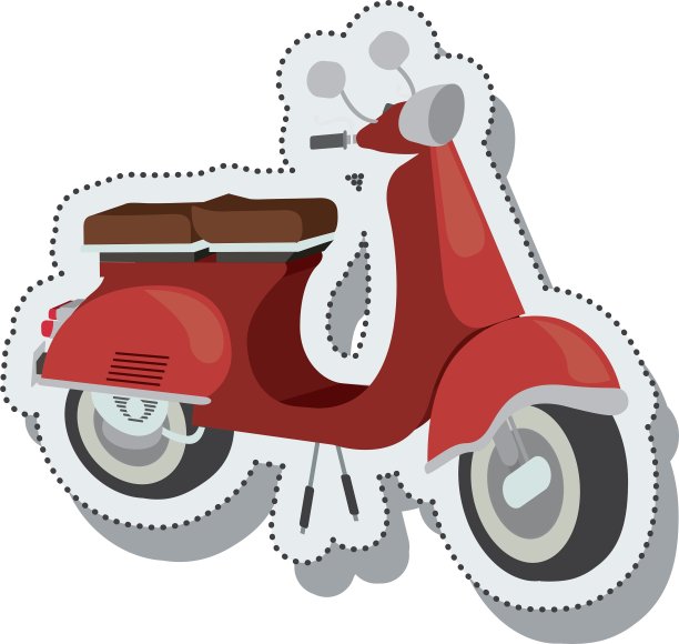 滑板车贴纸孤立图标设计图片下载