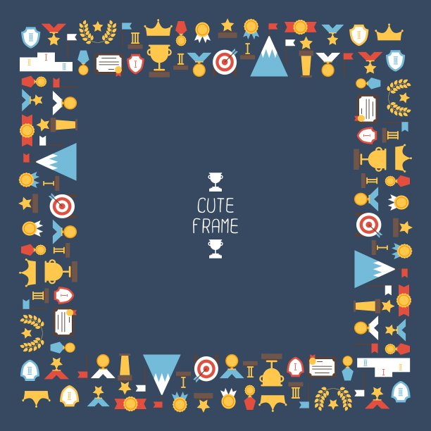框架的平面彩色奖项图标彩色套图片下载