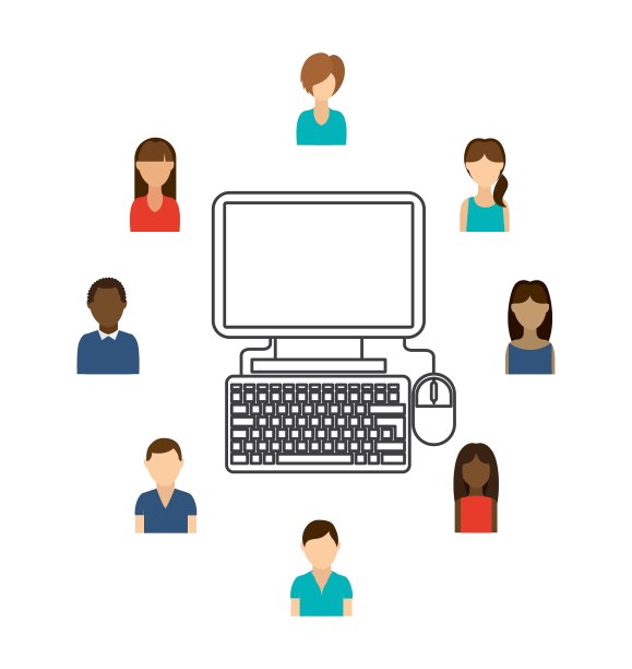 电脑和头像人图标媒体设计图片下载