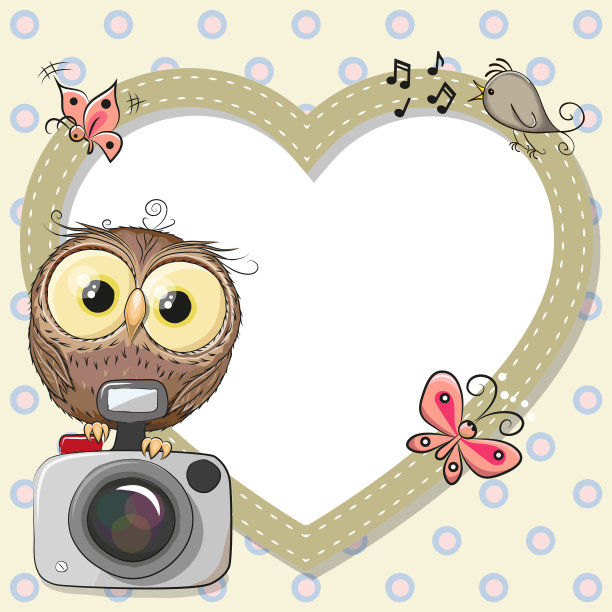 心形框架猫头鹰图片下载