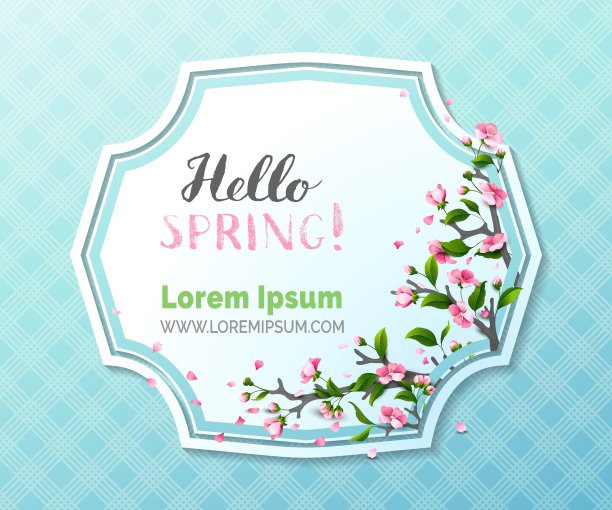 你好,春天模板图片下载