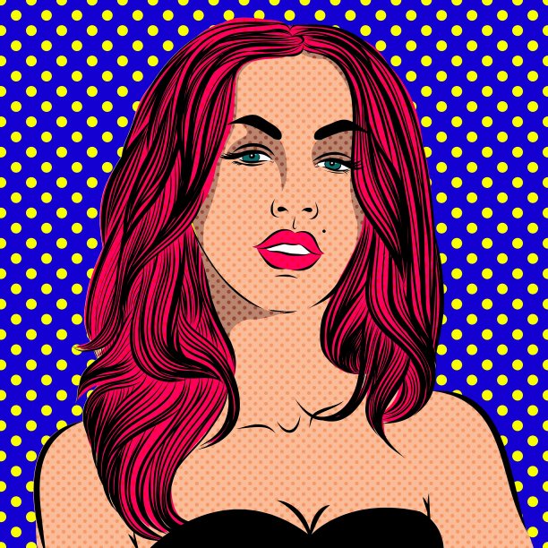 波普艺术女人-在一个圆点的背景图片下载