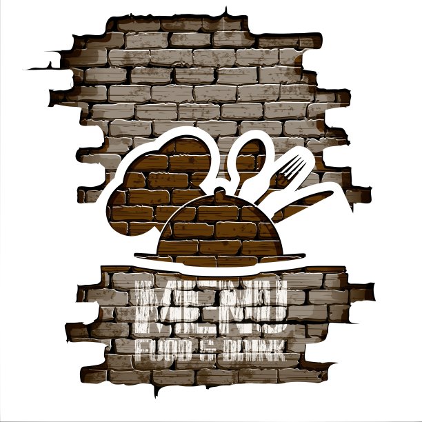 餐厅菜单在门口的砖墙上图片下载