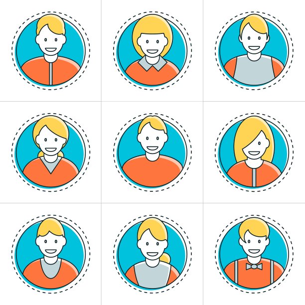 一套平细线人阿凡达图标平图片下载