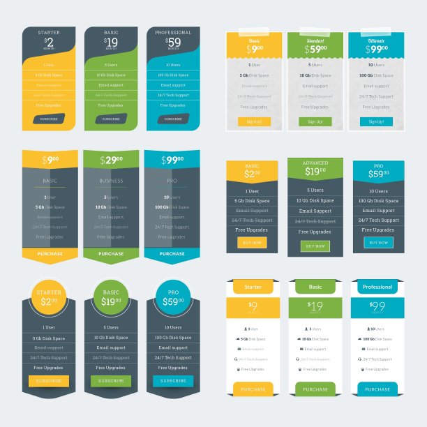 一套定价表设计模板的网站图片下载