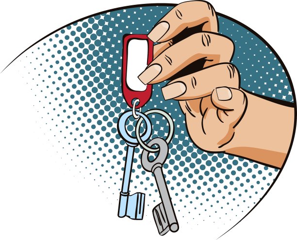 复古风格女性手与钥匙图片下载