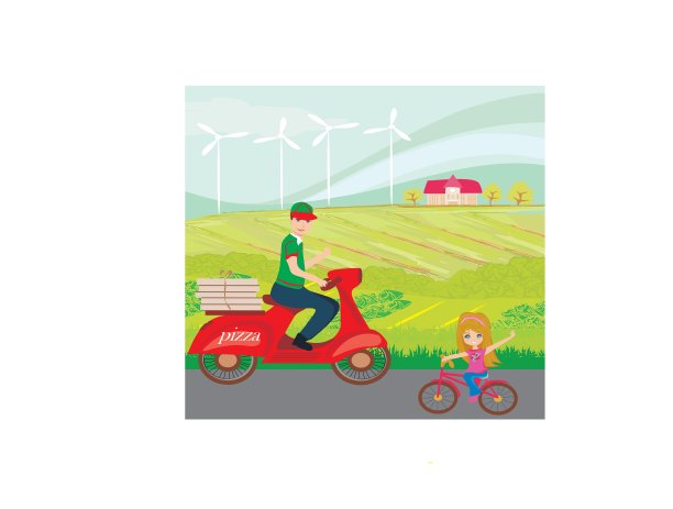 骑摩托车送披萨的，很可爱图片下载