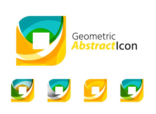 一套抽象的几何公司标志广场图片下载