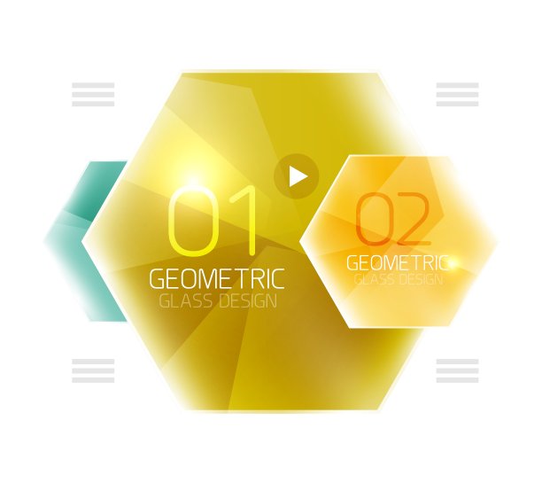 彩色玻璃六角商业信息图图片下载