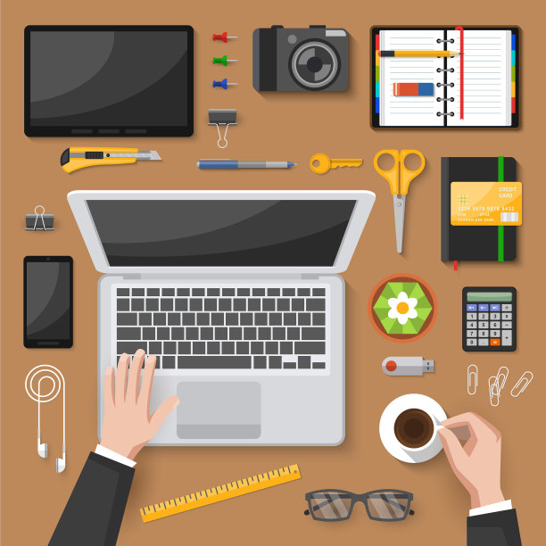 办公桌顶视图设计图片下载