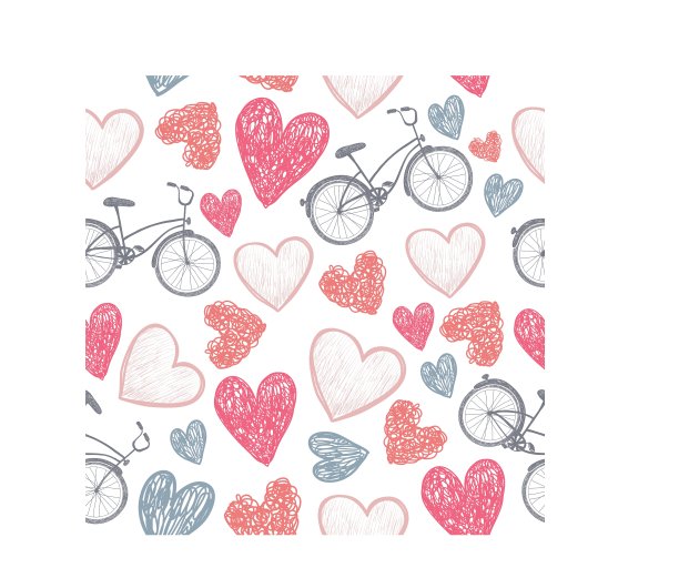 手绘自行车和心形婚礼情人节图片下载