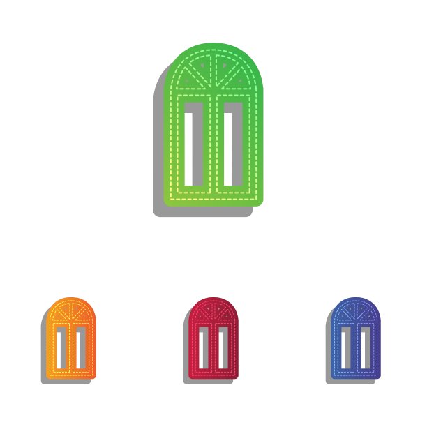 窗口简单标志彩色贴花图标集图片下载