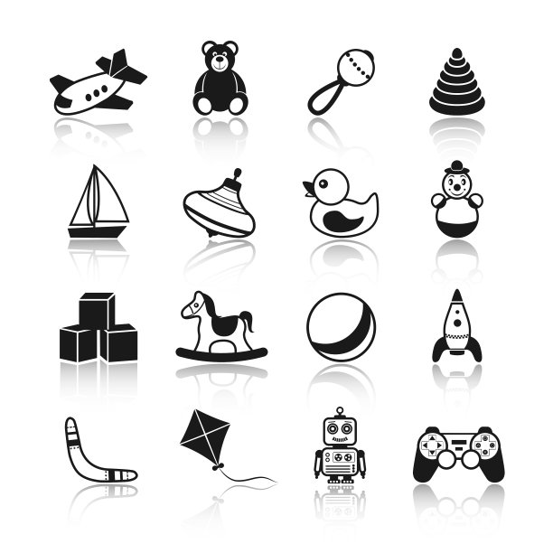 玩具黑色图标套装图片下载