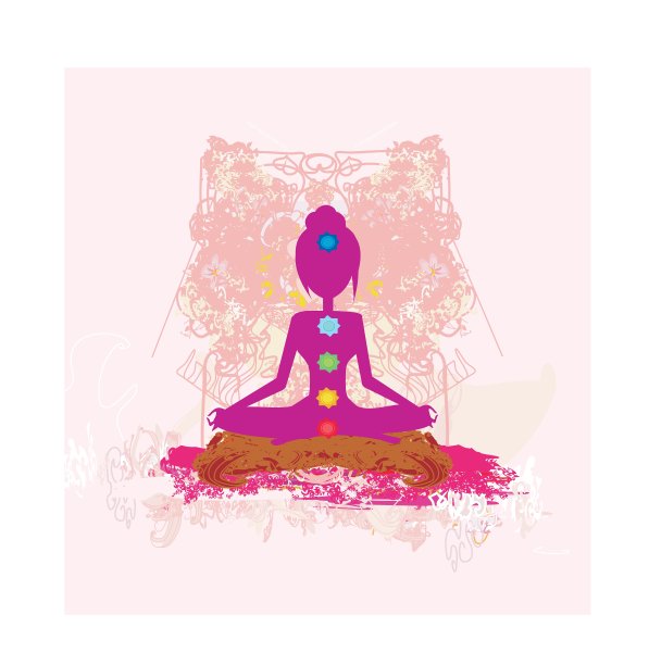 瑜伽莲花摆莲花身与彩色脉轮图片下载