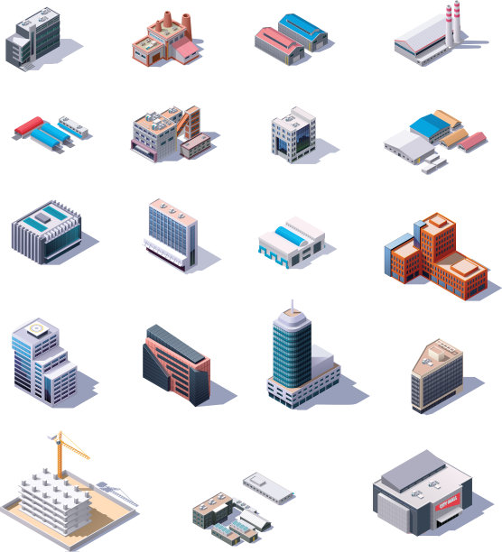 工厂和办公楼等距设置图片下载