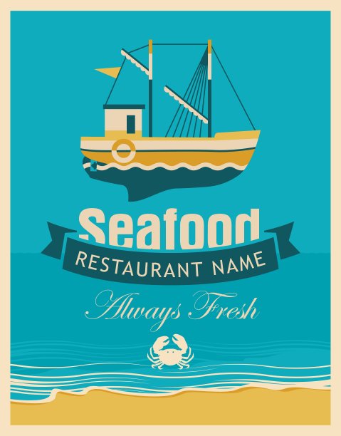 海鲜店与渔船图片下载