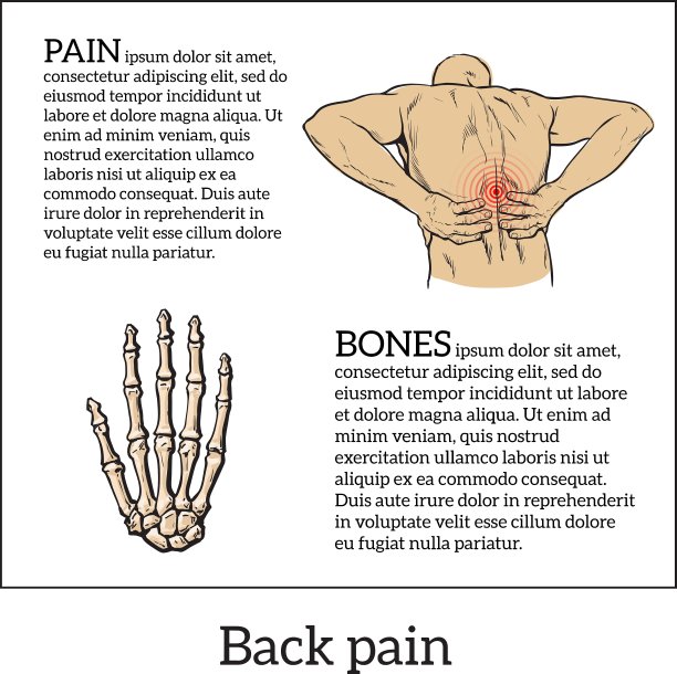 腰痛男性黑白素描图片下载