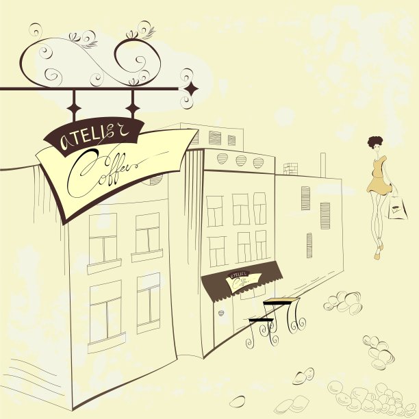 街头咖啡馆图片下载