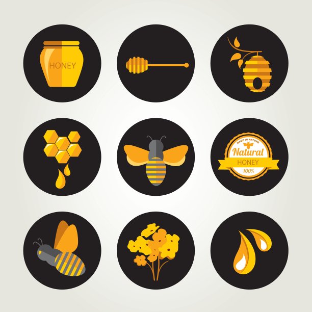 设置蜂蜜徽章和标签摘要蜜蜂设计图片下载