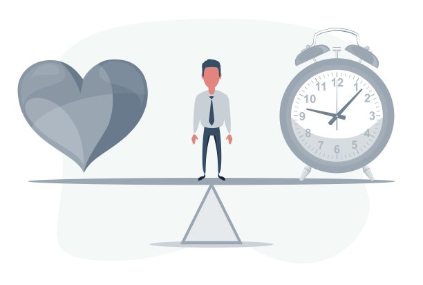 时钟和红心挂在绳子上，时间和爱的概念矢量图图片下载