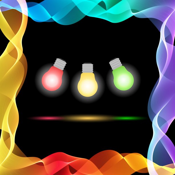 抽象的彩色波浪在黑色的背景图片下载