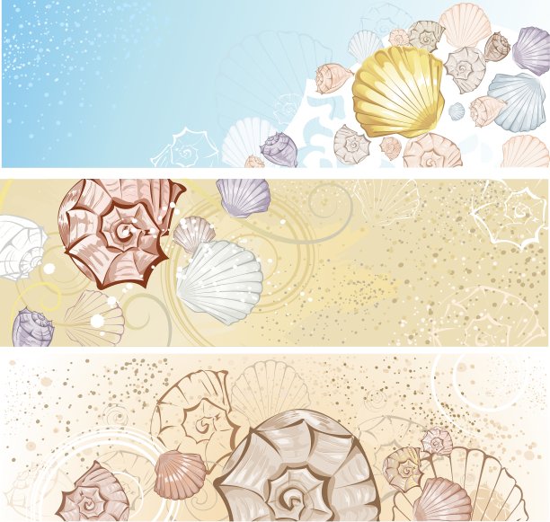 四面带贝壳的旗帜图片下载