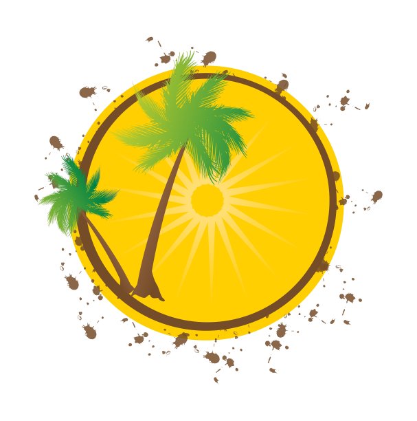 夏日背景与垃圾海滩棕榈树图片下载