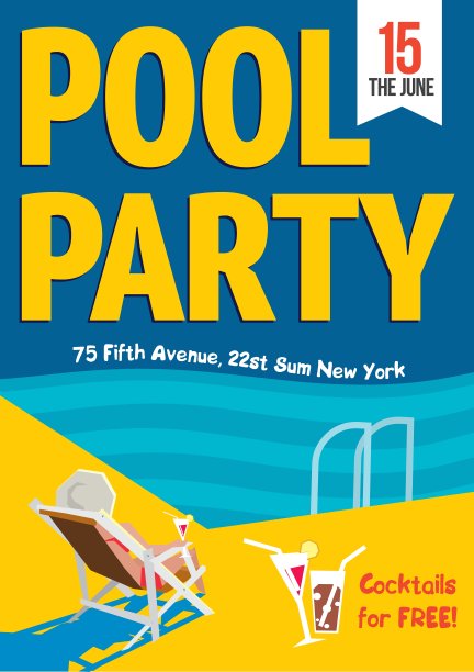 泳池派对女子放松与鸡尾酒在图片下载