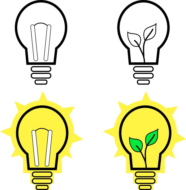 白色的灯泡被点亮图片下载