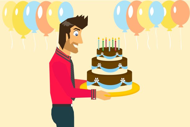 微笑的男人在庆祝生日图片下载