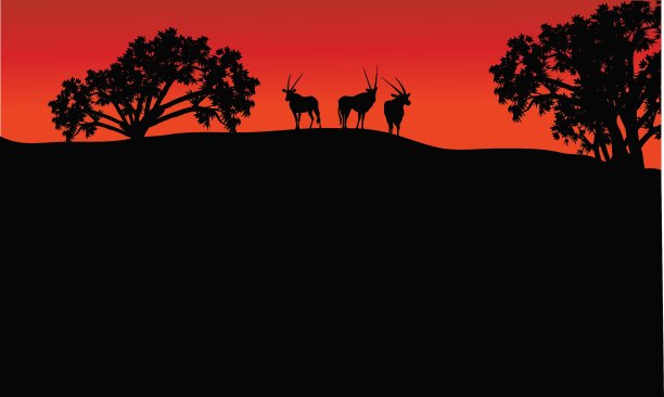 羚羊群在山景图片下载