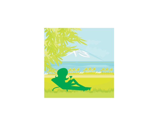 女孩晒日光浴的剪影图片下载