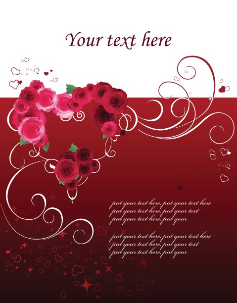 背景与心和玫瑰图片下载